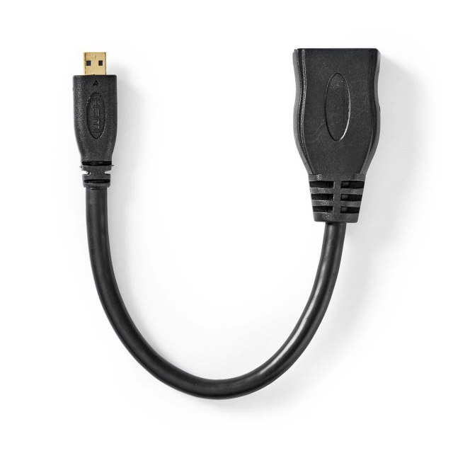 Nedis High Speed HDMI ™ kabel med Ethernet | HDMI™ Micro kontakt | HDMI™ Utgång | 4K@30Hz | 10.2 Gbps | 0.20 m | Rund | PVC | Svart | Kuvert
