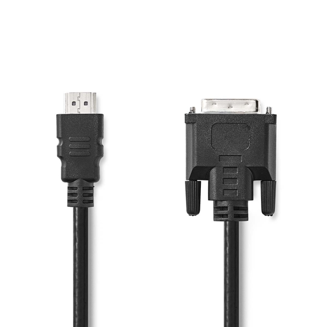 Nedis HDMI™ kabel | HDMI™ Kontakt | DVI-D 24+1-Pin Hane | 1080p | Nickelplaterad | 3.00 m | Rak | PVC | Svart | Låda