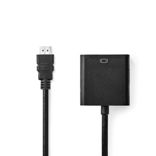 Nedis HDMI™ Adapter | HDMI™ Kontakt | VGA hona 15p / 3.5 mm Hona | Nickelplaterad | Rak | PVC | Svart | 1 st. | Låda