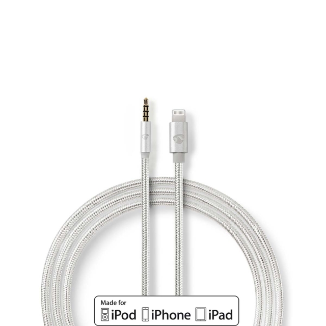 Nedis Lightning Adapter | Apple Lightning, 8-stifts | 3.5 mm Hane | Guldplaterad | 1.00 m | Rund | Nylon | Kartong med täckt fönster