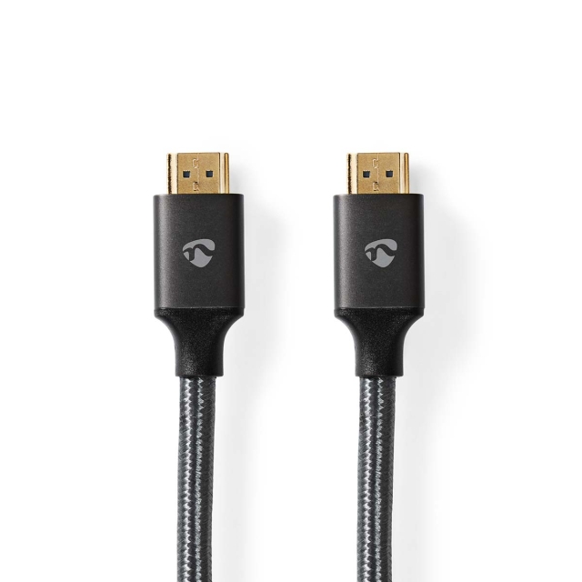 Nedis High Speed HDMI ™ kabel med Ethernet | HDMI™ Kontakt | HDMI™ Kontakt | 4K@60Hz | ARC | 18 Gbps | 3.00 m | Rund | Bomull | Grått Med Metall | Kartong med täckt fönster