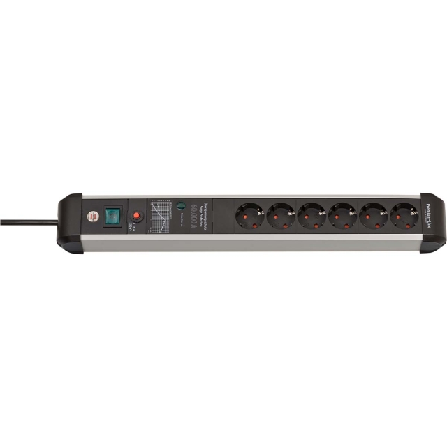 brennenstuhl Premium-Protect-Line 60.000A uttag med överspänningsskydd 6-vägs 3m H05VV-F 3G1.5