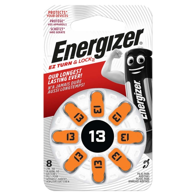 Energizer Zink-Air Battery PR48 Typ 13 | 1.4 V DC | 258 mAh | 8-Blister | Hörapparat | Silver
