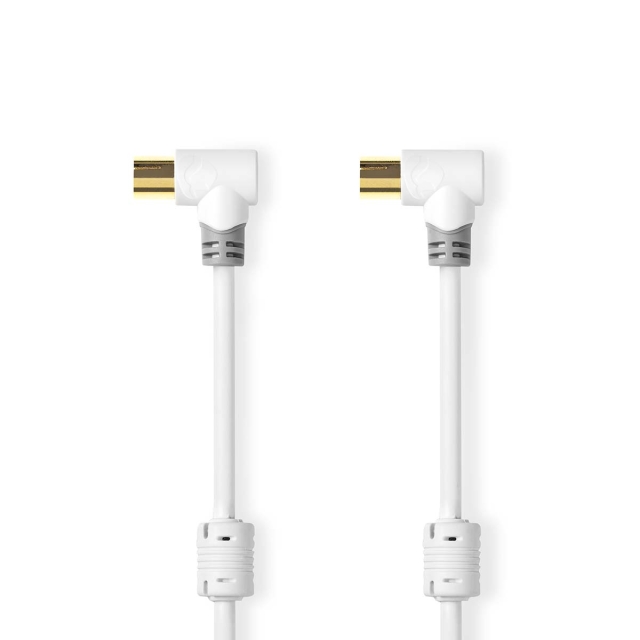 Nedis koaxialkabel | IEC (Koax) Hane | IEC (Koax) Hona | Guldplaterad | 100 dB | 75 Ohm | Dubbelskärmad | 5.00 m | Rund | PVC | Vit | Låda