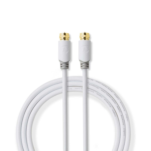 Nedis Satellite & Antenn kabel | F Hane | F Hane | Guldplaterad | 90 dB | 75 Ohm | Enskaligt skydd | 2.00 m | Rund | PVC | Vit | Låda