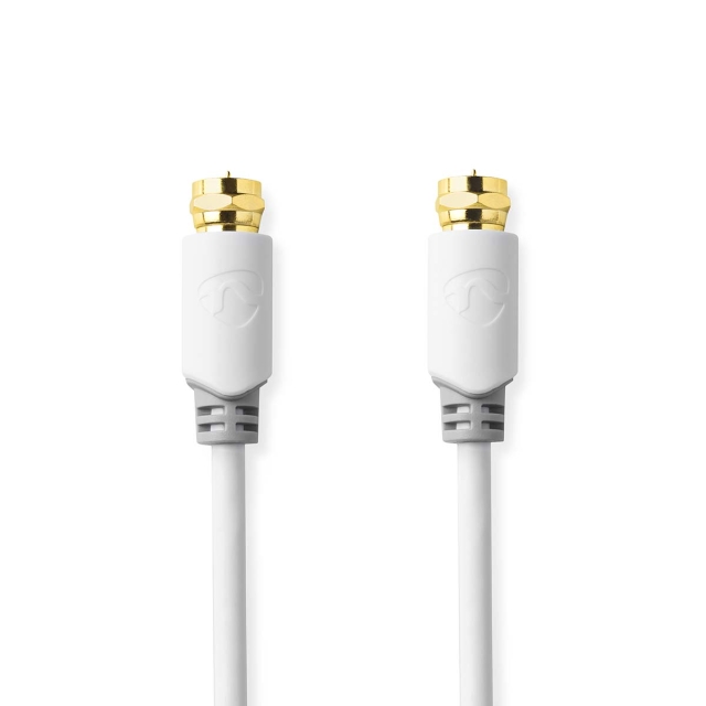 Nedis Satellite & Antenn kabel | F Hane | F Hane | Guldplaterad | 90 dB | 75 Ohm | Enskaligt skydd | 1.00 m | Rund | PVC | Vit | Låda