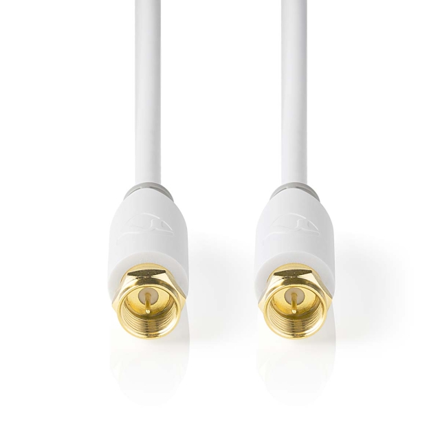 Nedis Satellite & Antenn kabel | F Hane | F Hane | Guldplaterad | 75 Ohm | Enskaligt skydd | 10.0 m | Rund | PVC | Vit | Kartong med fönster