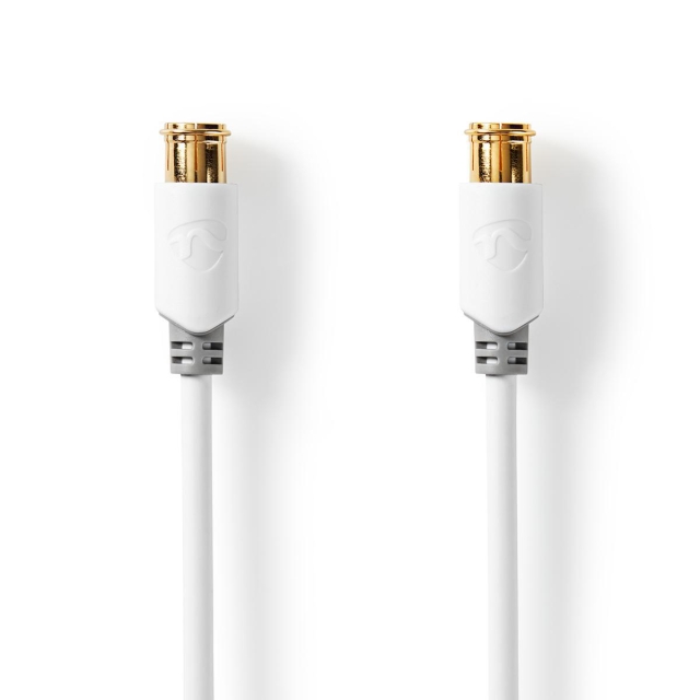 Nedis F Quick - F Quick Cables | F Hane Quick | F Hane Quick | Guldplaterad | 75 Ohm | Dubbelskärmad | 5.00 m | Rund | PVC | Vit | Kartong med fönster