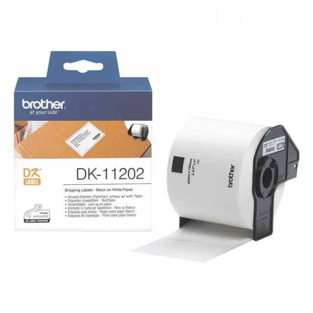 Brother Etiketter DK11202 62x100mm Svart på Vit