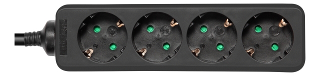 DELTACO Jordat grenuttag, 4x CEE 7/3, 1x CEE 7/7, barnsäker, 1.5m, svart