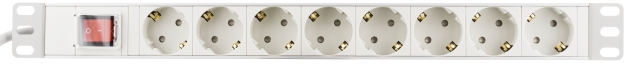 Deltaco Power strip 8xCEE 7/3 sockets 1xCEE 7/7 connection 19"" 1U 3m