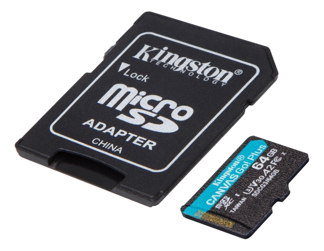 kingston 64GB microSDXC Canvas Go Plus 170R A2 U3 V30 Card + ADP