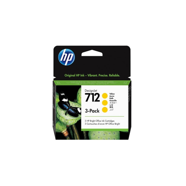 HP Bläck 3ED79A 712 Gul 3-pack