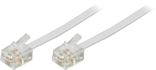 Deltaco Modular cable, 6P4C(RJ11) to 6P4C(RJ11), 2m, white