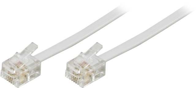 Deltaco Modular cable, 6P4C(RJ11) to 6P4C(RJ11), 5m, white