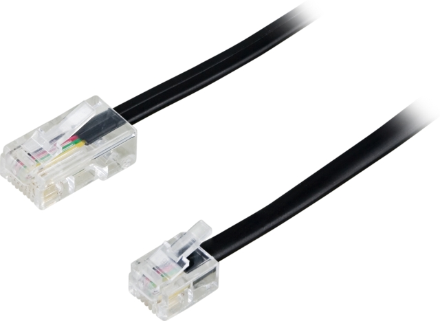 Deltaco Modular cable, 8P4C to 6P4C(RJ11), 1 m, black