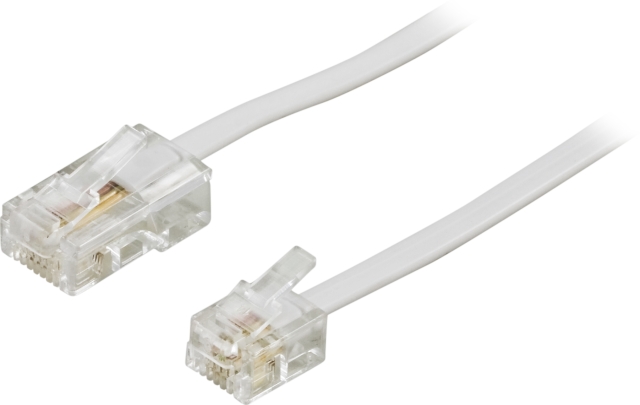 Deltaco Modular cable, 8P4C to 6P4C(RJ11), 3 m, white