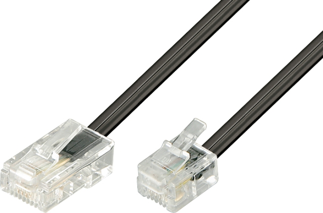 Deltaco Modular cable, 8P4C to 6P4C(RJ11), 3 m, black