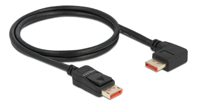 DeLOCK DisplayPort cable male> male 90° right angled 8K 60 Hz 1m