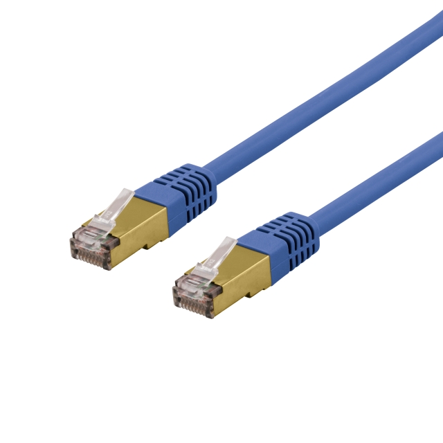 Deltaco S/FTP Cat6a patch cable 0.5m 500MHz Deltacertified LSZH blue