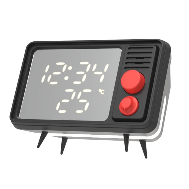 Mobility On Board Clock with Light TV Retro Black/Grey