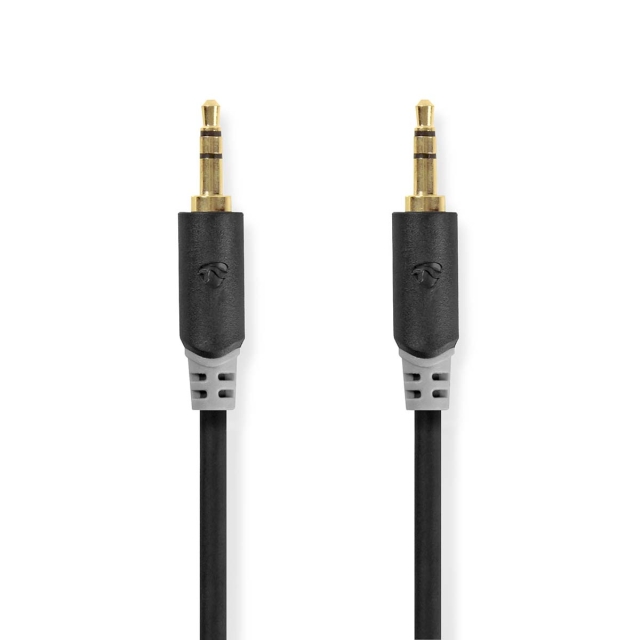Nedis Stereoljudkabel | 3.5 mm Hane | 3.5 mm Hane | Guldplaterad | 5.00 m | Rund | Antracit | Låda