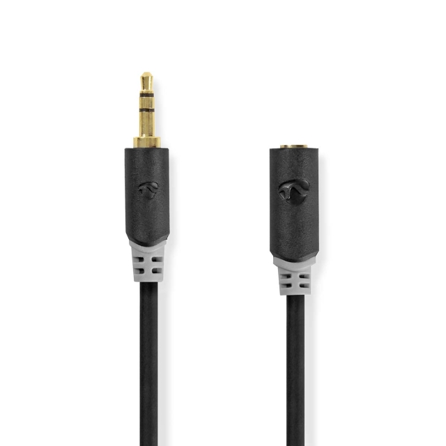 Nedis Stereoljudkabel | 3.5 mm Hane | 3.5 mm Hona | Guldplaterad | 5.00 m | Rund | Antracit | Låda
