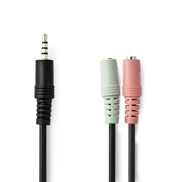 Nedis Stereoljudkabel | 3.5 mm Hane | 2x 3.5 mm, Hona | Nickelplaterad | 0.20 m | Rund | Svart | Kuvert