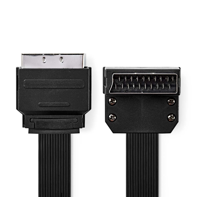 Nedis SCART-kabel | SCART Hane | SCART Hane | Nickelplaterad | 480p | 2.00 m | Platt | PVC | Svart | Kuvert