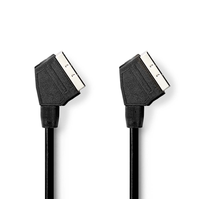 Nedis SCART-kabel | SCART Hane | SCART Hane | Nickelplaterad | 480p | 2.00 m | Rund | PVC | Svart | Låda