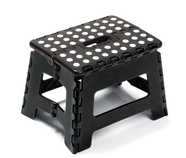 Hopfällbar pall, Svart, 29x22x22 cm