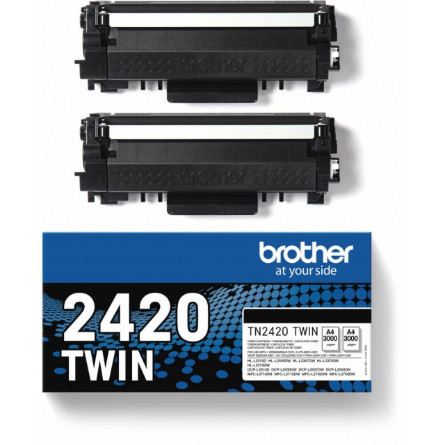 Brother Toner TN2420TWIN TN-2420 Svart Twin-pack
