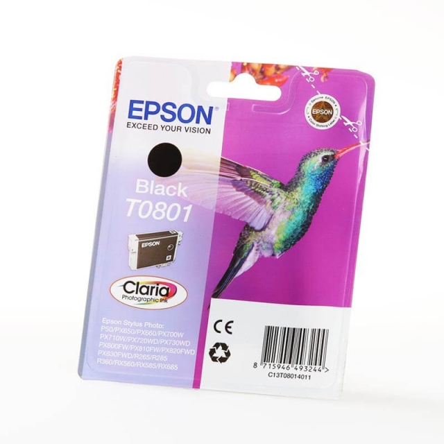 EPSON Bläck C13T08014011 T0801 Svart, Hummingbird