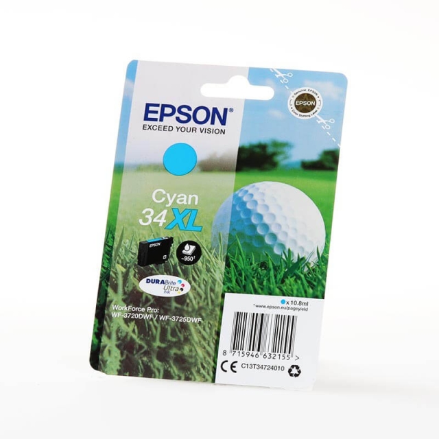 EPSON Bläck C13T34724010 34XL Cyan, Golfboll