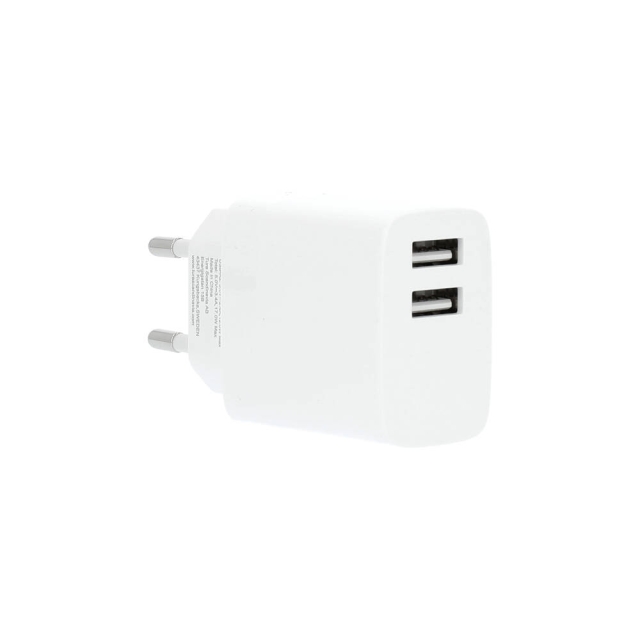 Gear Laddare 220V 2xUSB 3.4A Vit USB-C 2.0 Kabel 1m