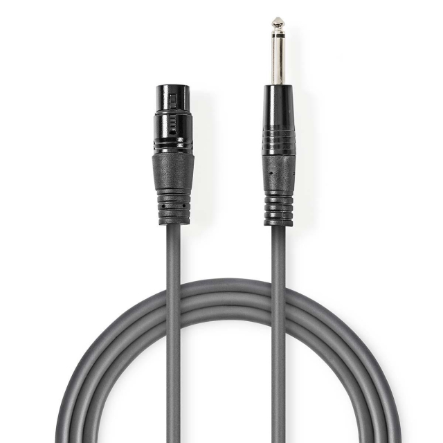 Nedis Obalanserad ljudkabel | XLR 3-stifts hona | 6.35 mm Hane | Nickelplaterad | 10.0 m | Rund | PVC | Mörkgrå | Presentbox