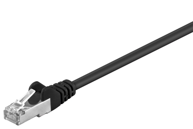 Goobay Patchkabel CAT 5e, F/UTP, svart, 5 m kopparklädd aluminiumtråd (CCA)