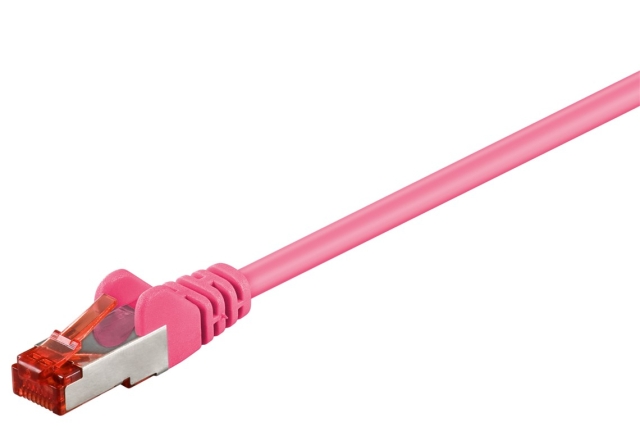 Goobay Patchkabel CAT 6, S/FTP (PiMF), magenta, 5 m kopparklädd aluminiumtråd (CCA)