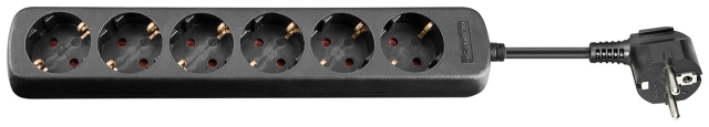 Goobay Grenuttag, 6 uttag, 1,5 m, svart 6x säkerhetsuttag