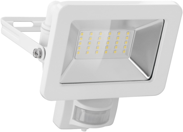 Goobay LED-strålkastare för utomhusbruk, 30 W, med rörelsedetektor med 2550 lm, neutralt vitt ljus (4000 K), PIR-sensor med ON/OFF-funktion och M16 kabelgenomföring, lämplig för utomhusbruk (IP44)