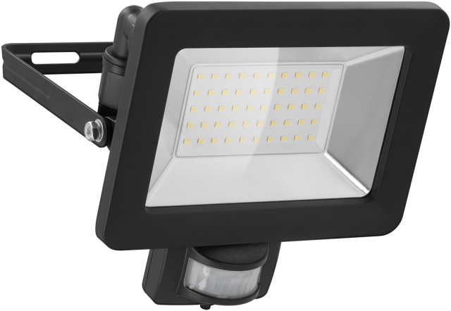 Goobay LED-strålkastare för utomhusbruk, 50 W, med rörelsedetektor med 4250 lm, neutralt vitt ljus (4000 K), PIR-sensor med ON/OFF-funktion och M16 kabelgenomföring, lämplig för utomhusbruk (IP44)