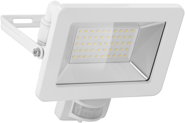 Goobay LED-strålkastare för utomhusbruk, 50 W, med rörelsedetektor med 4250 lm, neutralt vitt ljus (4000 K), PIR-sensor med ON/OFF-funktion och M16 kabelgenomföring, lämplig för utomhusbruk (IP44)