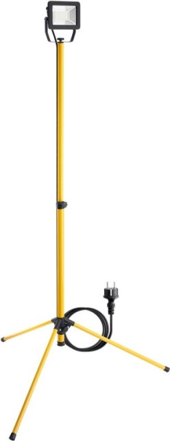 Goobay LED-konstruktionsstrålkastare med teleskopisk stativ, 30 W med 2550 lm och neutralt vitt ljus (4000 K), lämpligt för inomhus- och utomhusbruk (IP65)