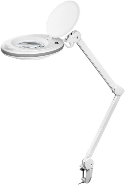 Goobay LED-förstoringslampa med klämma, 8 W, vit 650 lm, 127 mm kristallglaslins, 1,75x förstoring, 3 dioptrier