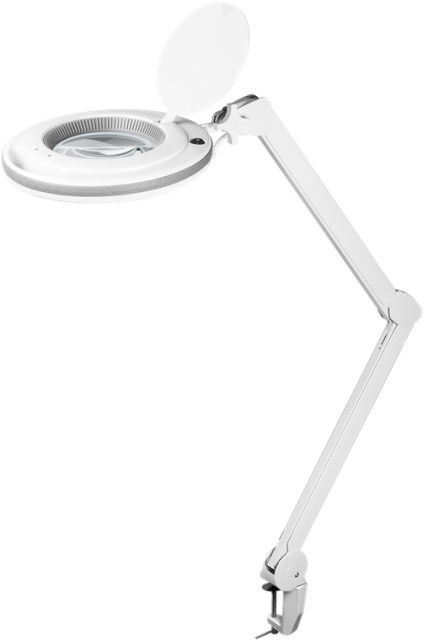 Goobay LED-förstoringslampa med klämma, 9 W, vit 80-730 lm, dimbar, 127 mm kristallglaslins, 1,75x förstoring, 3 dioptrier