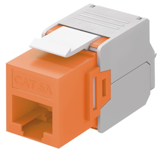 Goobay Keystone-modul RJ45 CAT 6A, UTP 16,5 mm bred, krokodiltyp, klämlist för verktygslös IDC-montering