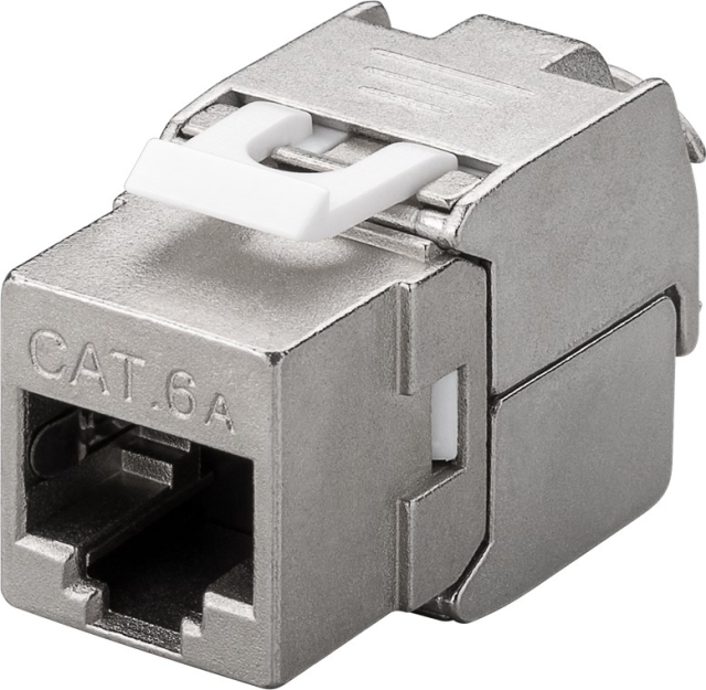 Goobay Keystone-modul RJ45 CAT 6A, STP, 500 MHz, slim-line 16,3 mm bred, krokodiltyp, för verktygslös IDC-montering