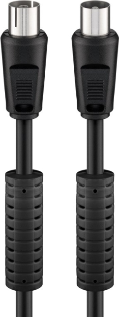 Goobay Antennkabel med ferrit (80 dB), dubbelskärmad koaxial-plugg > koaxial-plugg (helt skärmad), 3.5 m