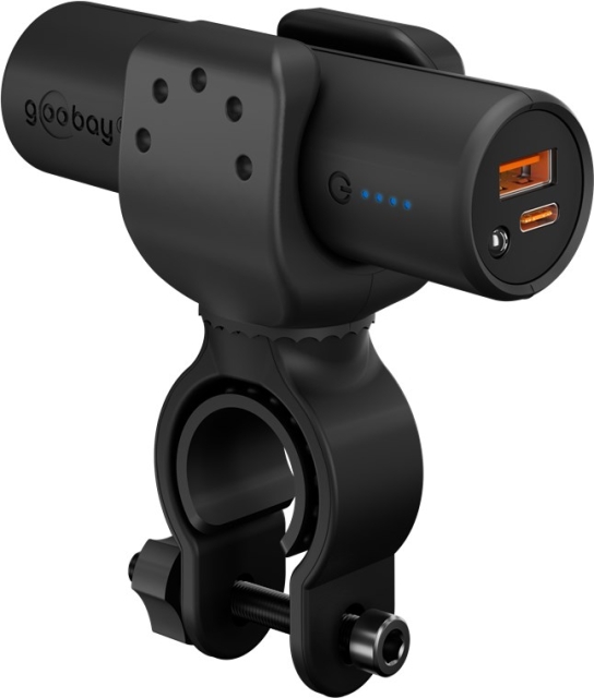 Goobay Bike powerbank 5.0 (5 000 mAh) liten, tunn och praktisk powerbank med en kapacitet på 5.000 mAh för montering på cykeln