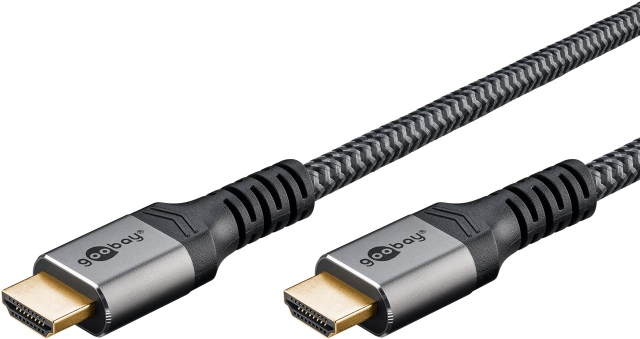 Goobay Höghastighets HDMI™-kabel med Ethernet, 3 m, Sharkskin Grey HDMI™-kontakt (typ A) > HDMI™-kontakt (typ A)